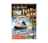 Wee Blue Coo Travel Ship Line Boat Ferry Isle Man Irish Sea Manx UK Wall Art Print