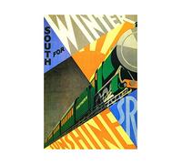 Wee Blue Coo Travel South Winter Sunshine Train Rail Engine Sun UK Wall Art Print