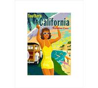 Wee Blue Coo TRAVEL SOUTHERN CALIFORNIA BEACH SURF SUMMER BLACK FRAMED ART PRINT B12X10207