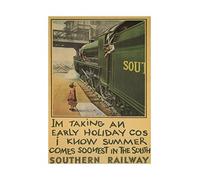Wee Blue Coo Travel Southern Railway Steam Locomotive UK Vintage Ad Wall Art Print