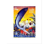 Wee Blue Coo Travel Sport Fishing Veracruz Mexico Mariachi Wall Art Print