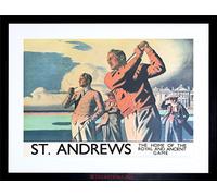 Wee Blue Coo Travel St Andrews Scotland Golf Sport Royal Ancient Game Framed Wall Art Print