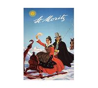 Wee Blue Coo Travel St Moritz Switzerland Snow Sleigh Winter Alpine Wall Art Print