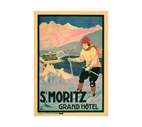 Wee Blue Coo Travel St Moritz Winter Sport Ski Snow New Picture Wall Art Print