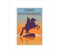Wee Blue Coo TRAVEL ST PETERSBURG RUSSIA PETER GREAT STATUE CZAR TSAR FRAMED PRINT B12X8570