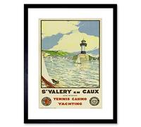 Wee Blue Coo TRAVEL ST VALERY EN CAUX SEINE FRANCE SPORT LIGHTHOUSE FRAME ART PRINT B12X1713