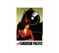 Wee Blue Coo TRAVEL STYLE WOMAN TRAIN RAIL ENGINE HAT ENGINE CANADA FRAMED PRINT B12X10335