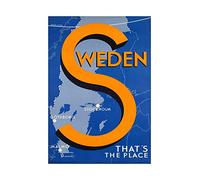 Wee Blue Coo Travel Sweden Scandinavia Map Stockholm Malmo Baltic Wall Art Print
