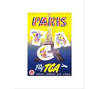 Wee Blue Coo Travel Tca Trans Canadian Air Lines Paris Eiffel Canada Wall Art Print