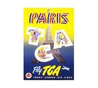 Wee Blue Coo Travel Tca Trans Canadian Air Lines Paris Eiffel Canada Wall Art Print