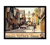 Wee Blue Coo Travel Totnes Devon Gwr Old Town UK Village High Street Art Print Framed Poster Wall Decor 12X16 Inch