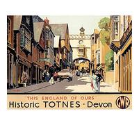 Wee Blue Coo Travel Totnes Devon Gwr Old Town UK Village High Street Art Print Poster Wall Decor 12X16 Inch