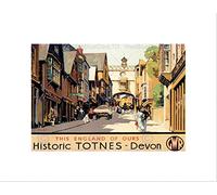 Wee Blue Coo Travel Totnes Devon Gwr Old Town UK Village High Street Wall Art Print
