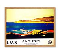 Wee Blue Coo Travel Tourism Anglesey Island Wales Menai Strait Landscape Boat Art Print Framed Poster Wall Decor 12X16 Inch