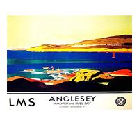 Wee Blue Coo Travel Tourism Anglesey Island Wales Menai Strait Landscape Boat Art Print Poster Wall Decor 12X16 Inch