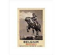 Wee Blue Coo Travel Tourism Belgium Brussels Prince Charles Statue Wall Art Print