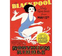 Wee Blue Coo Travel Tourism Blackpool Lancashire Coach Trip Swim Sea Art Print Poster 30X40 Cm 12X16 In Bb7451B