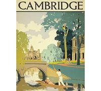Wee Blue Coo Travel Tourism Cambridge England Cam Punt Bridge Art Print Poster Wall Decor 12X16 Inch