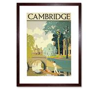 Wee Blue Coo Travel Tourism Cambridge England Cam Punt Bridge Picture Framed Wall Art Print