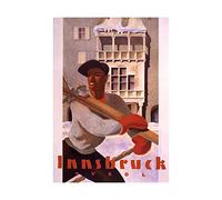 Wee Blue Coo Travel Tourism Innsbruck Tyrol Ski Winter Sport Picture Wall Art Print