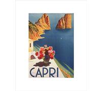 Wee Blue Coo TRAVEL TOURISM ITALY CAPRI ISLAND SUN FLOWERS SEA FRAMED ART PRINT B12X4683