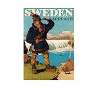 Wee Blue Coo Travel Tourism Lappland Sweden Glacier Lavvu Sami Wall Art Print