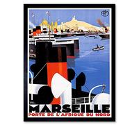 Wee Blue Coo Travel Tourism Marseilles France Mediterranean Vintage Advertising Art Print Framed Poster Wall Decor 12X16 Inch