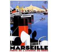 Wee Blue Coo Travel Tourism Marseilles France Mediterranean Vintage Advertising Art Print Poster Wall Decor 12X16 Inch