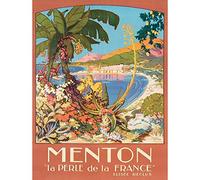 Wee Blue Coo Travel Tourism Menton France Pearl Flowers Bay Coast Sea Art Print Poster Wall Decor 12X16 Inch