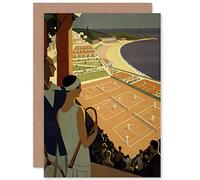 Wee Blue Coo TRAVEL TOURISM MONTE CARLO MONACO BEACH TENNIS SEA BLANK GREETINGS CARD