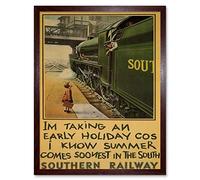 Wee Blue Coo Travel Tourism Railway Southern Holiday UK Vintage Advertising Art Print Framed Poster Wall Decor 12X16 Inch