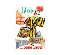 Wee Blue Coo Travel Tourism Rome Airline Swiss Guard Coliseum Italy Wall Art Print