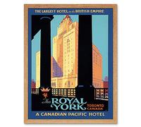 Wee Blue Coo Travel Tourism Royal York Hotel Toronto Canada Vacation Art Print Framed Poster Wall Decor 12X16 Inch