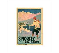 Wee Blue Coo Travel Tourism St Moritz Winter Sport Ski Snow New Wall Art Print