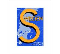 Wee Blue Coo Travel Tourism Sweden Stockholm Malmo Gothenburg Map Wall Art Print