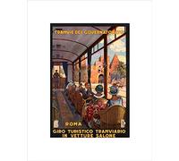 Wee Blue Coo TRAVEL TOURISM TRAM ROME ITALY VINTAGE ADVERT RETRO FRAMED ART PRINT B12X1724