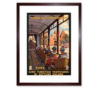 Wee Blue Coo Travel Tourism Tram Rome Italy Vintage Advertising Retro Framed Wall Art Print