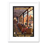 Wee Blue Coo Travel Tourism Tram Rome Italy Vintage Advertising Retro Framed Wall Art Print
