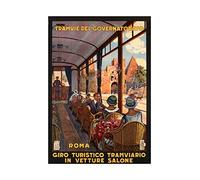 Wee Blue Coo Travel Tourism Tram Rome Italy Vintage Advertising Retro Wall Art Print