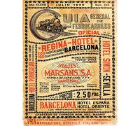 Wee Blue Coo Travel Tourism Transport Antique Spanish Rail Timetable Steam Engine Spain 30X40 Cms Fine Art Print Art Poster Bb9976