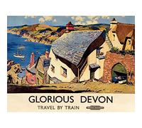 Wee Blue Coo Travel Tourism Transport Railway Glorious Devon Village England UK Art Print Poster Wall Decor 12X16 Inch