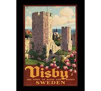 Wee Blue Coo Travel Tourism Visby Sweden Ruin Roses City Art Print Poster Wall Decor 12X16 Inch
