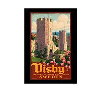 Wee Blue Coo Travel Tourism Visby Sweden Ruin Roses City Wall Wall Art Print