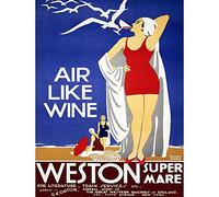 Wee Blue Coo Travel Tourism Weston Super Mare Gwr Railway UK Vintage Advert Art Print Poster Wall Decor 12X16 Inch