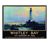 Wee Blue Coo Travel Tourism Whitley Bay Tyne Wear England Uk Lighthouse St Mary 30X40 Cms Fine Art Print Art Poster Bb10009