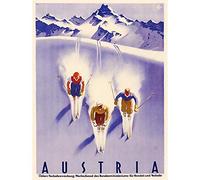 Wee Blue Coo Travel Tourism Winter Sport Austria Ski Snow Alps Art Print Poster Wall Decor 12X16 Inch