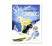 Wee Blue Coo Travel Tourism Winter Sport Quebec Canada Ski Snow Downhill Large Framed Art Print Poster Wall Decor 18x24 inch