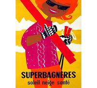 Wee Blue Coo Travel Tourism Winter Sport Superbagneres Swiss Alps Resort Art Print Poster Wall Decor 12X16 Inch