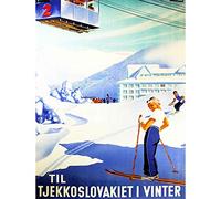 Wee Blue Coo Travel Tourism Winter Sports Czechoslovakia Snow Ski Dutch Art Print Poster Wall Decor 12X16 Inch