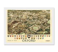 Wee Blue Coo Travel Train Oxford England British Railways Crest Coat Of Arms Heraldry UK Artwork Framed Wall Art Print A4